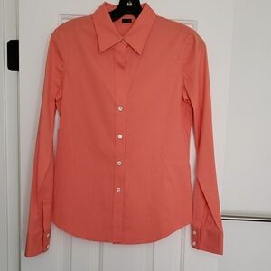 Theory Cotton/Nylon/Spandex Classic Button-Up Shirt in Coral - LIKE NEW
